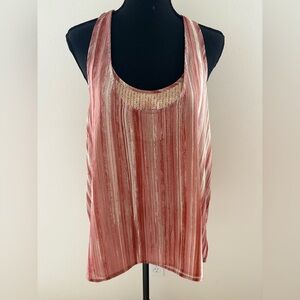 NWT - Adrienne Landau Onyx Striped Sequin Tank - Size L